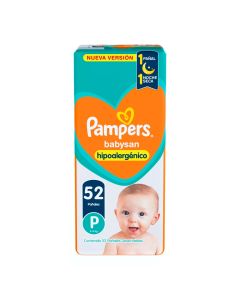 PAÑALES PAMPERS BABYSAN HIPOALERGÉNICO X 52 UNIDADES TALLE P