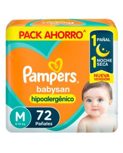 PAÑALES PAMPERS BABYSAN HIPOALERGÉNICO X 72 UNIDADES TALLE M