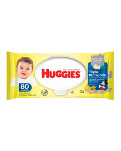 TOALLITAS HÚMEDAS TRIPLE PROTECCIÓN HUGGIES X 80 UNIDADES
