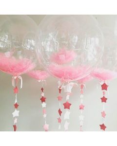 GLOBO DECORATIVO TRANSPARENTE CON PLUMAS