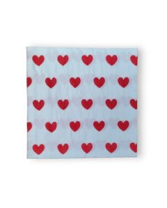 SERVILLETA 33x33 CORAZONES FONDO BLANCO 20 UNI.